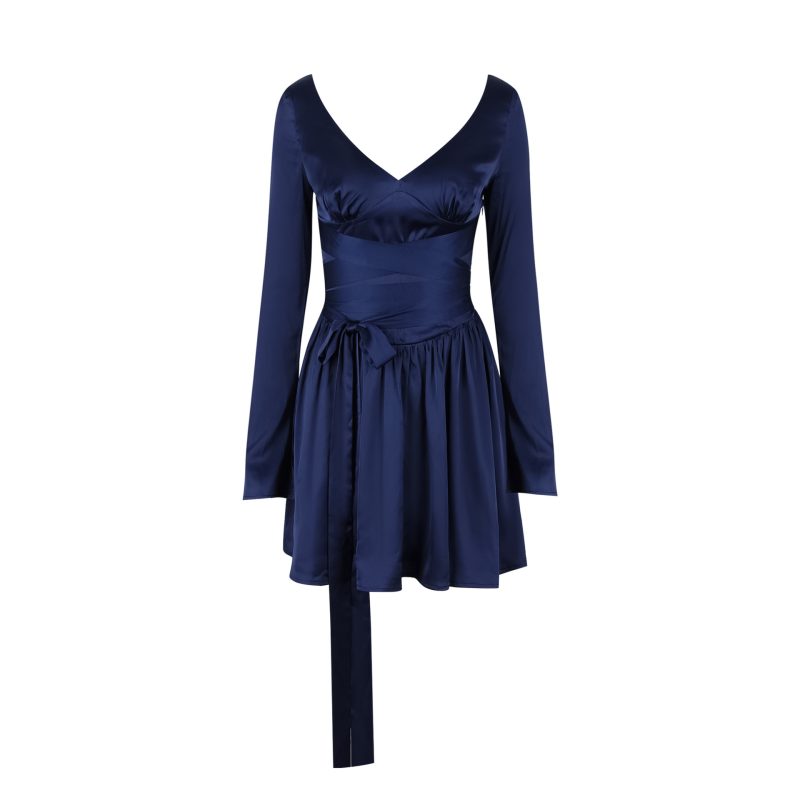 Sexy V-Neck Waist-Tight Long Sleeve Dress - Image 4