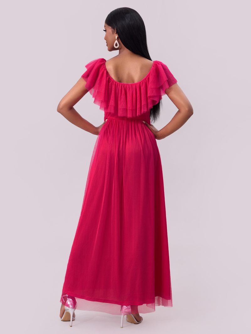 Sexy Off-Shoulder Chiffon Folding Maxi Dress - Image 4