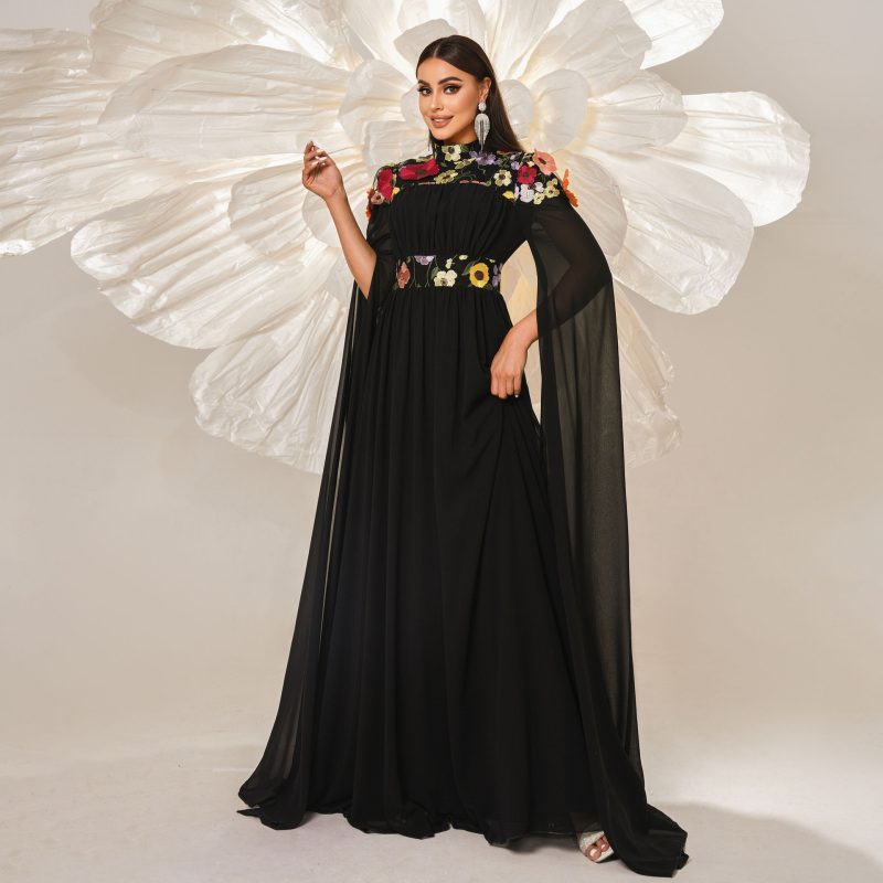 Elegant Embroidered Turtleneck Evening Gown for Women - Image 4