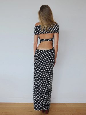Spring Summer Dot Halter Slim Waist Dress