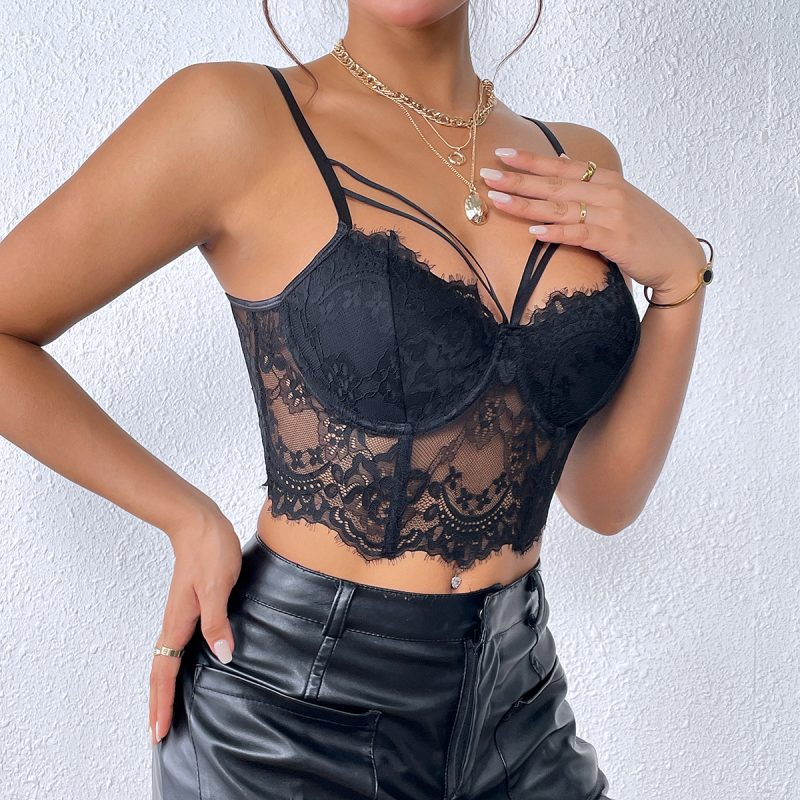 Summer Autumn Sexy Lace See-Through Camisole - Image 2