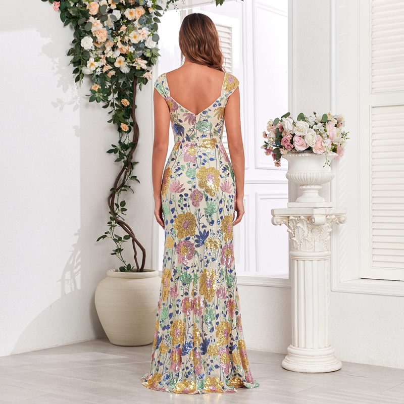 Elegant Sleeveless Sequin Mermaid Evening Party Dress - Image 2