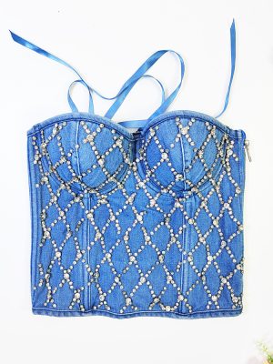 Body Shaping Denim Tube Top Lace-Up Corset