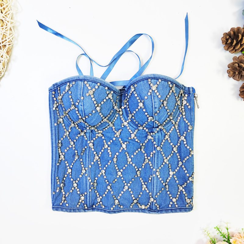 Body Shaping Denim Tube Top Lace-Up Corset