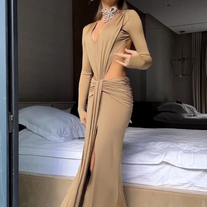 Backless Slit Sexy Same Strap Summer Dress - Image 3