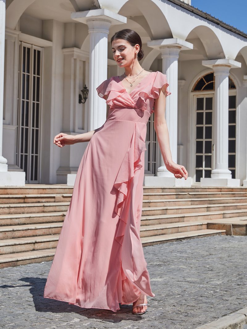 Solid Color Slim Bridesmaid Dress - Image 2