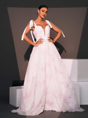 Elegant Sleeveless Off-Neck Printed Swing Evening Dress