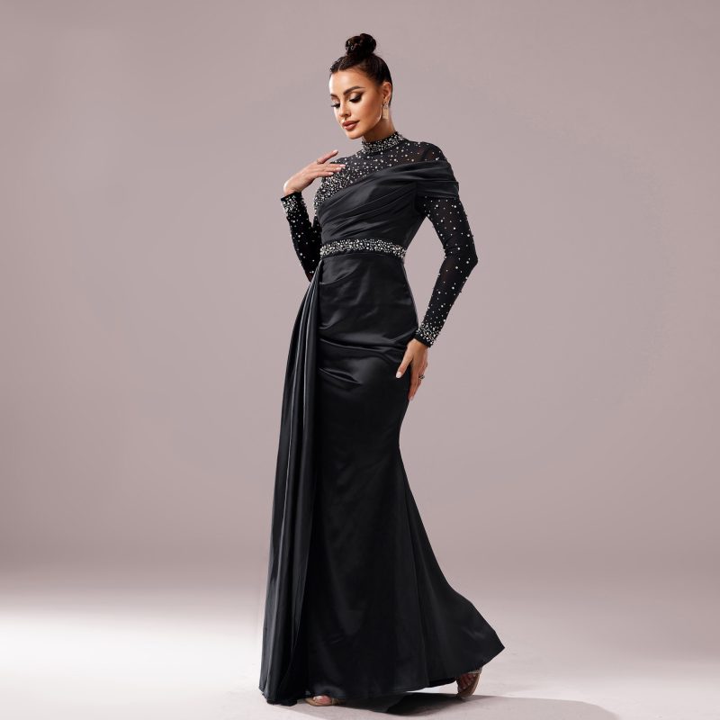 Slim Fit Sequined Fishtail Cocktail Evening Dress - Image 4