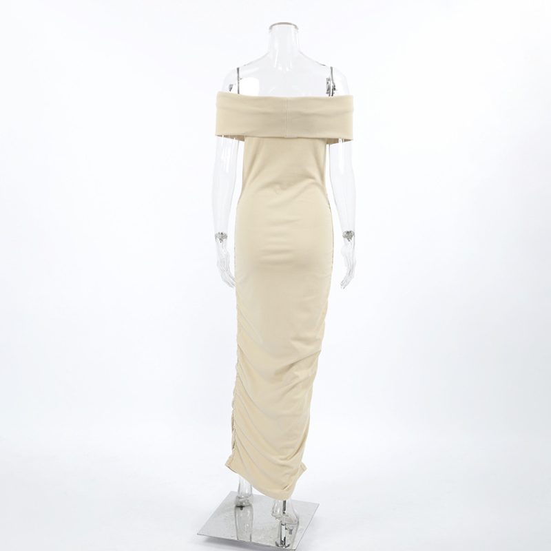 Autumn Off-Shoulder Dralon Skinny Long Dress - Image 4