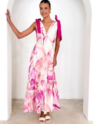 Summer Maxi Dress V-Neck Sleeveless Print