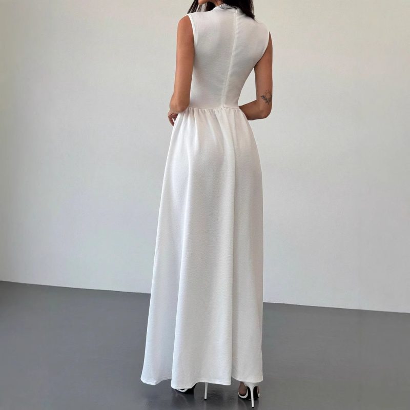 Elegant Round Neck Sleeveless Patchwork Evening Dress - Image 2