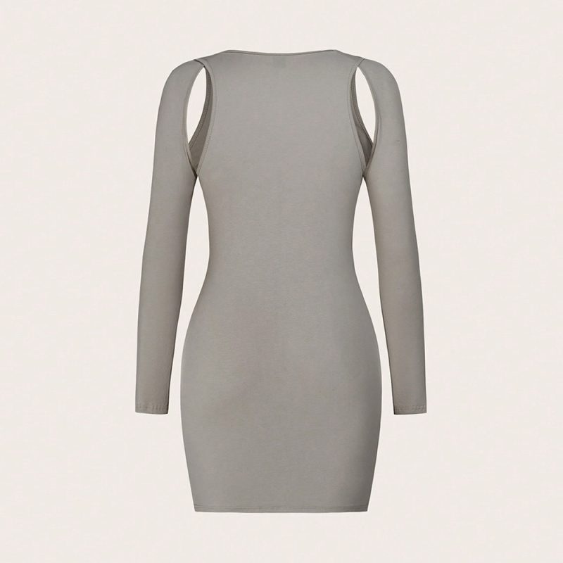 Sexy Milk Silk Hollow Out Hip Wrap Dress - Image 4
