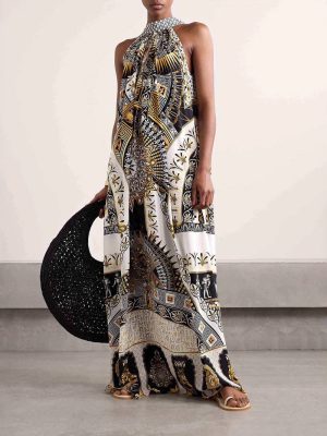 Hepburn-Inspired Slim Waist Maxi Dress Women