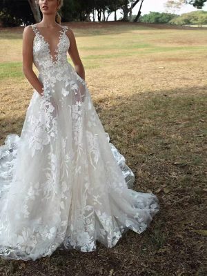 Elegant Bridal Tutu Lace White Suspender Dress