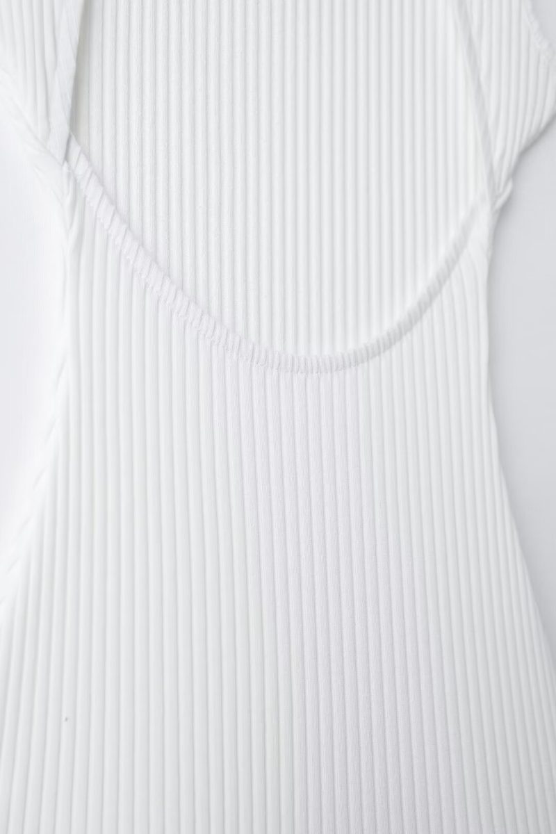 French Sleeveless Puffy Balloon Rib Casual Dress - Image 4