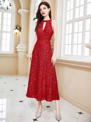 Sleeveless Halter Backless Summer Evening Dress
