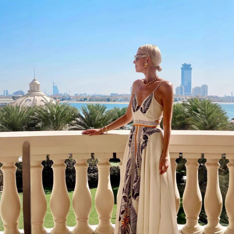 Summer Backless Printed V-Neck Tie Dress - Image 4