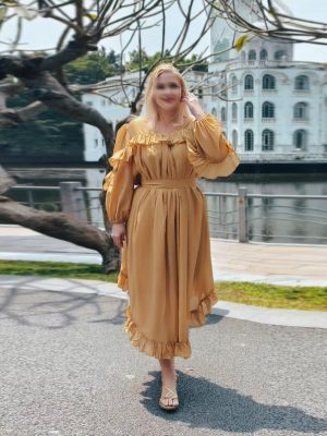 Wooden Ear High Waist Asymmetric Maxi Dress