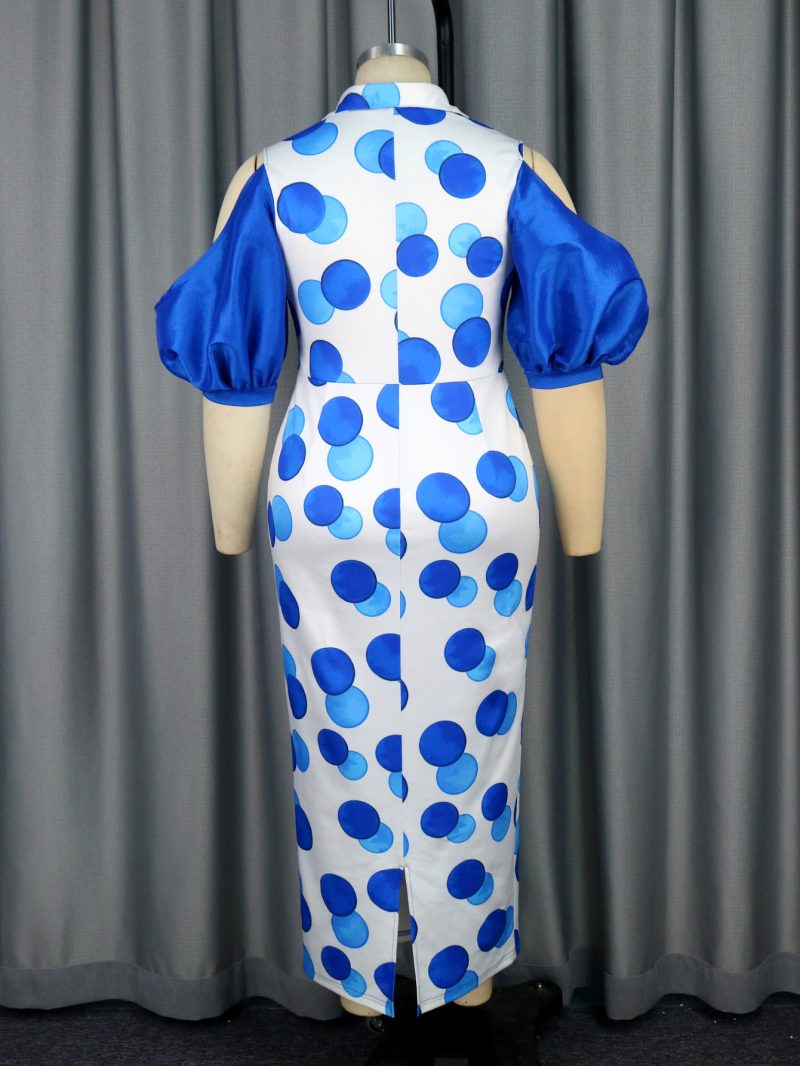 Elegant Puff Sleeve Polka Dot Party Dress - Image 3