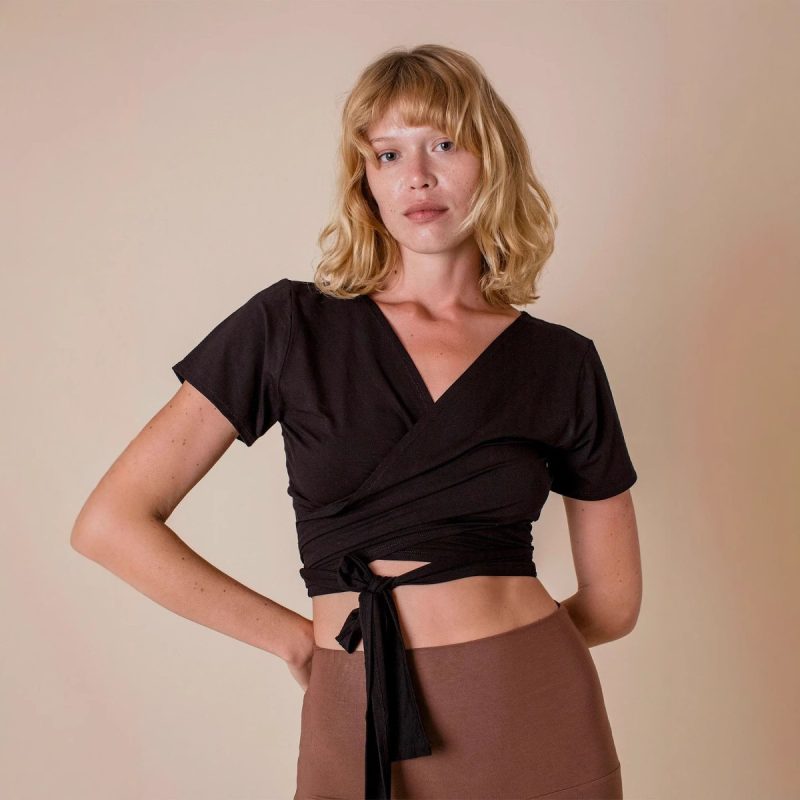 Slim Fit Tie-Top Workout Training Blouse - Image 2
