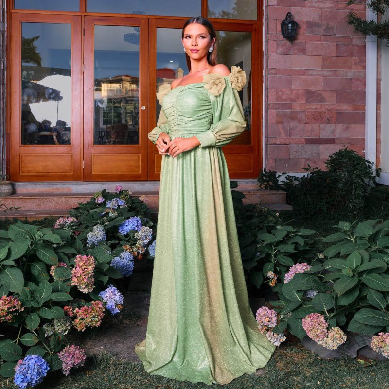 Elegant Boat Neck Waist Bohemian Swing Dress - Image 4
