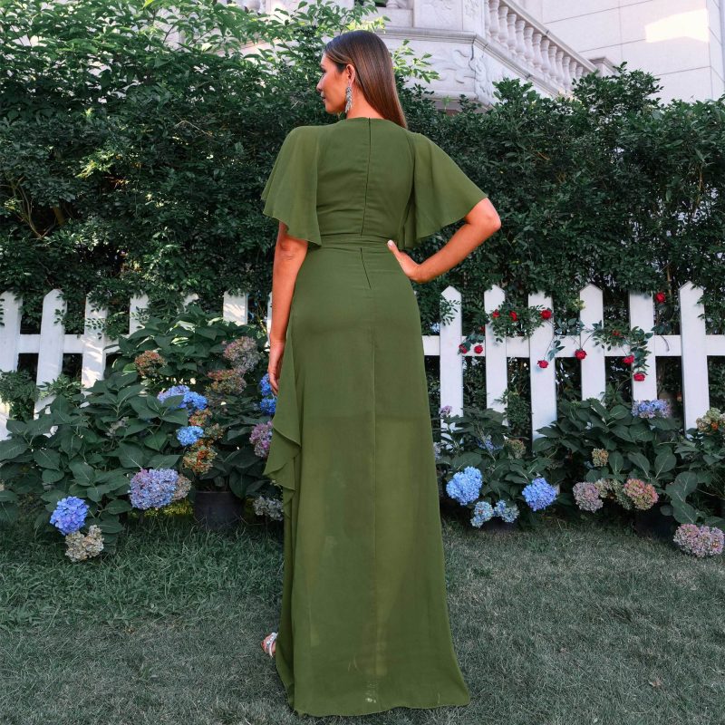 Elegant V-Neck Waist-Controlled Bohemian Swing Dress - Image 3