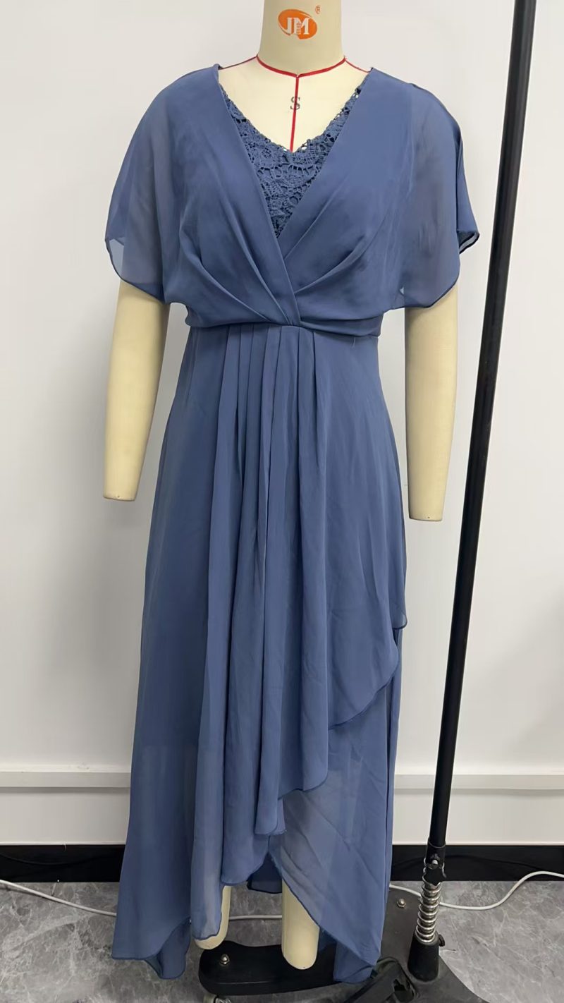 Winter V-Neck Chiffon Tight Waist Casual Dress - Image 2