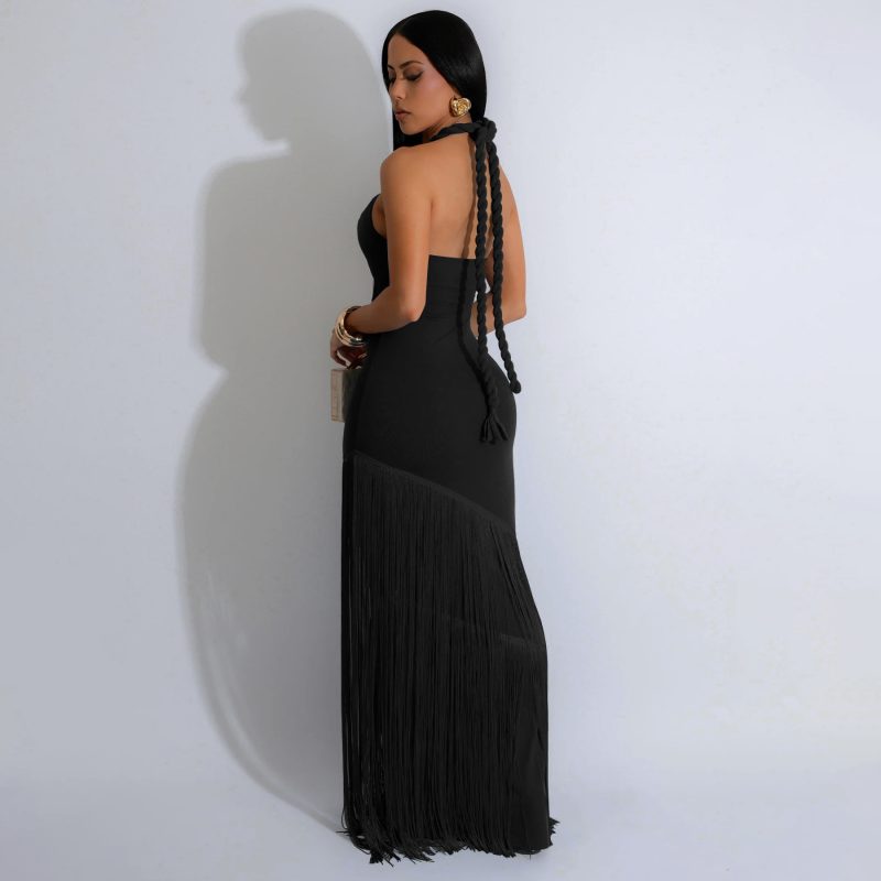 Summer Tassel Stitching Tube Top Bandage Dress - Image 2