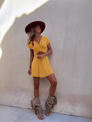 Reversible Printed Short Sleeve Summer Dress