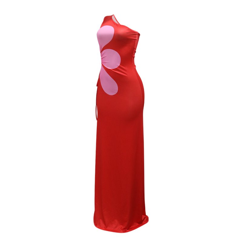 Shoulder Cutout Printed Slim Sexy Dress - Image 4