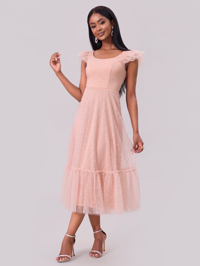 Flying Sleeve Pleated Layered Swing Dress - Image 4