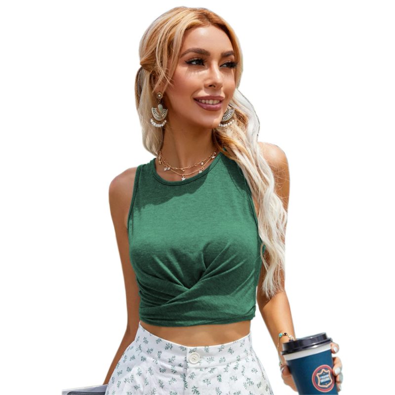 Sleeveless Round Neck Street Sports Vest Top - Image 4