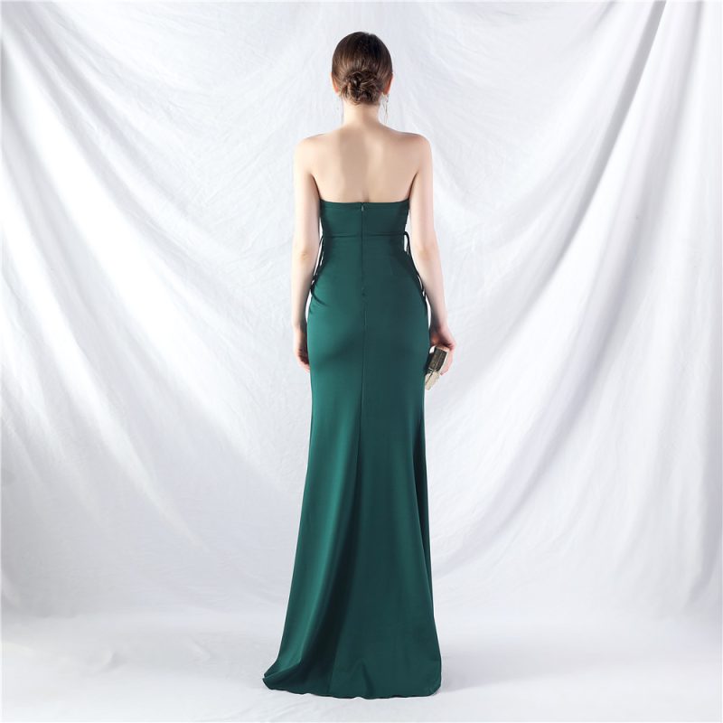 Trend Lash Rope Binding Waist Satin Evening Dress - Image 3