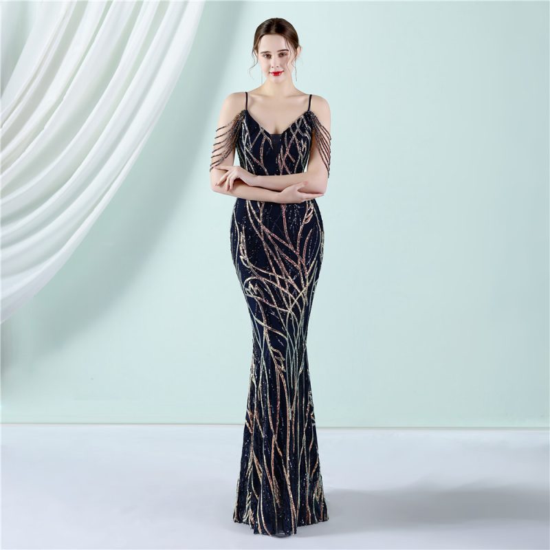 Sequin Sling Slim-Fit Fishtail Wedding Dress - Image 3