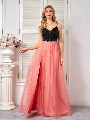 Elegant Mesh Crystal-Stitched Party Cocktail Bridesmaid Dress