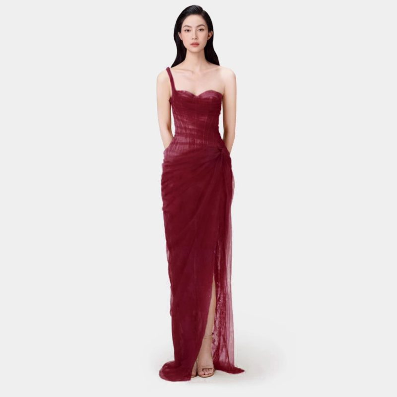 Elegant One-Shoulder Lace Dress for Summer - Image 3