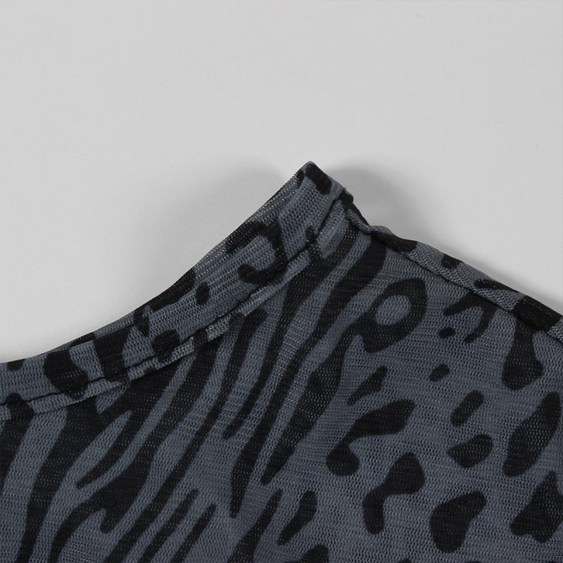 Fall Mesh Leopard Print Backless Maxi Dress - Image 4