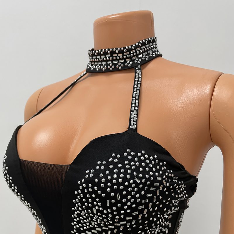 Sexy Halter Rhinestone Nightclub Mini Dress - Image 4