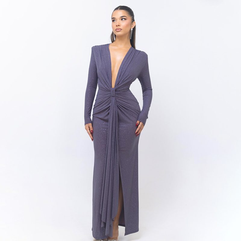 Sexy Deep V Slim Fit Slit Dress - Image 2