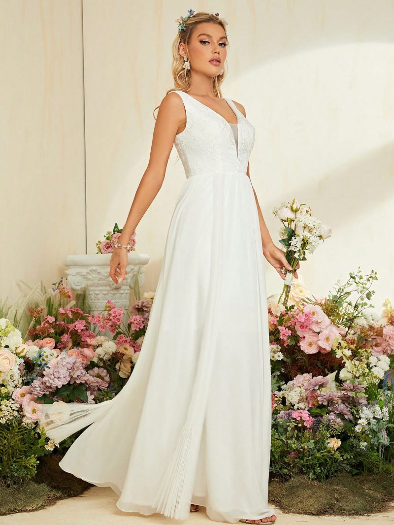 Deep V Plunge Evening Bridesmaid Dress - Image 4