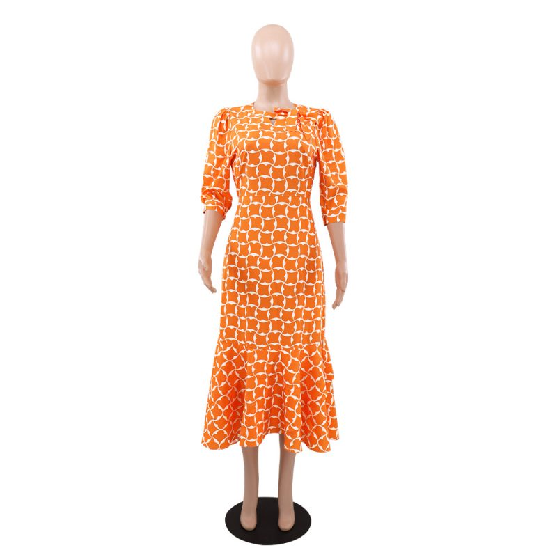 Elegant Printed Sleeve Dress - Image 2