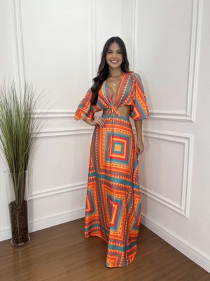 Color Block Batwing Sleeve Cropped Strap Dress