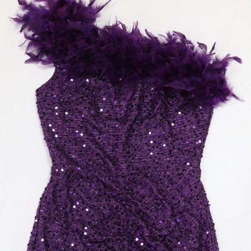 Black Feather Sequin Paillette Maxi Dress - Image 4