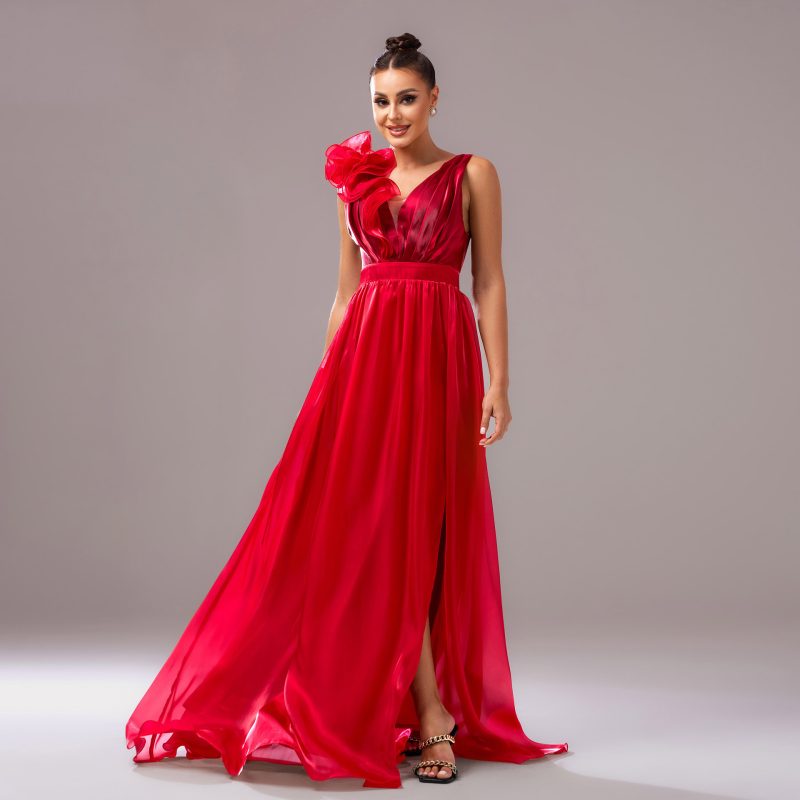 Sleeveless V-Neck Slim Fit Fishtail Dress