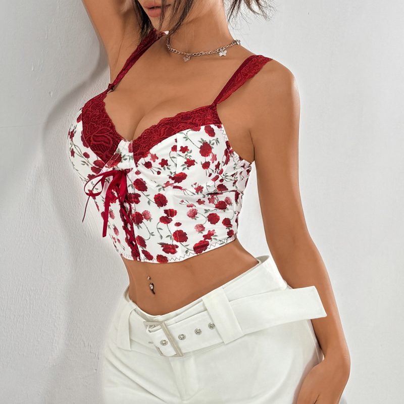 Summer Sweet Rose Lace Boning Corset Camisole - Image 2