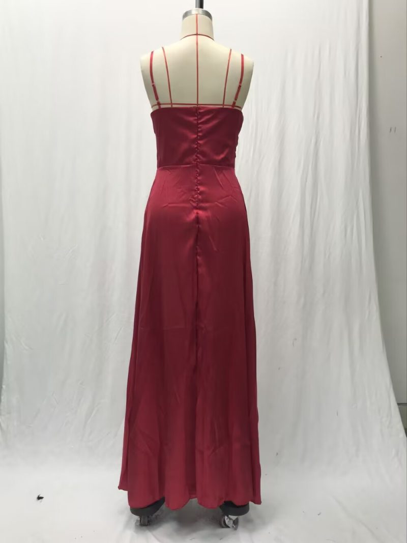 Sexy V-Neck Sleeveless Solid Color Evening Dress - Image 3