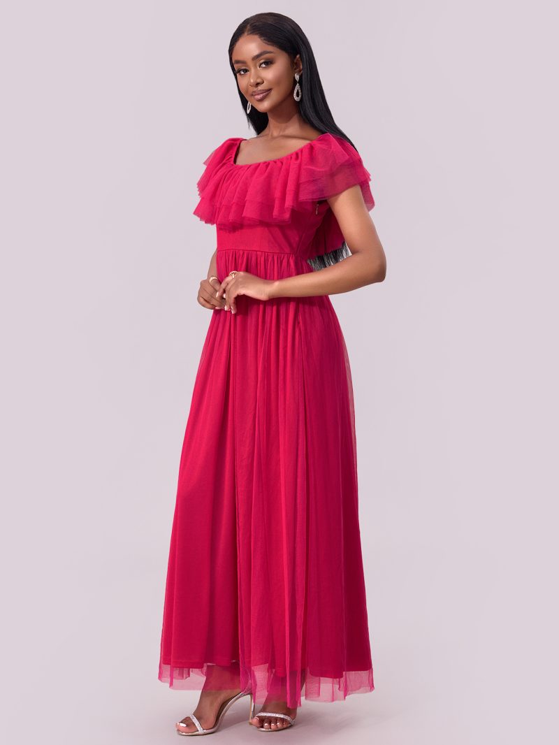 Sexy Off-Shoulder Chiffon Folding Maxi Dress - Image 2