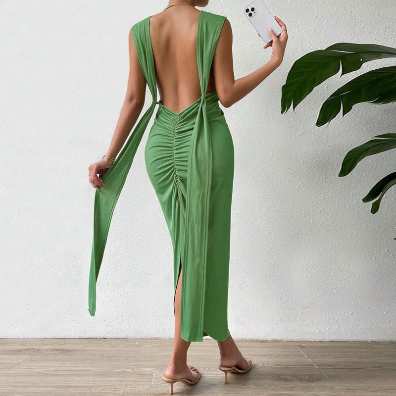 Autumn Winter Backless Slim Fit Sling Party Dress