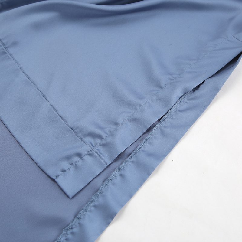 Haze Blue Satin Slit Fall Winter Dress - Image 4