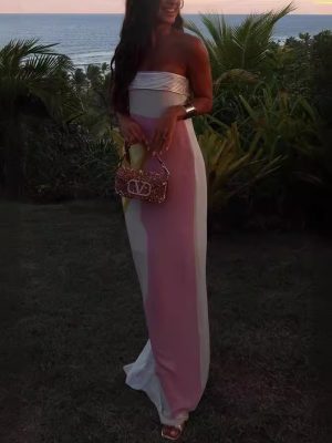 Sexy Satin Printed Floor-Length Summer Dress